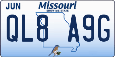 MO license plate QL8A9G