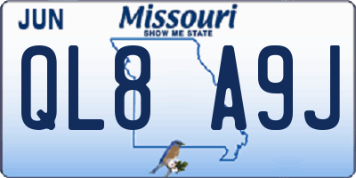 MO license plate QL8A9J