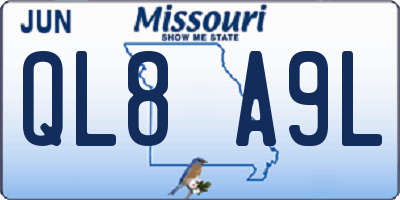 MO license plate QL8A9L