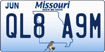 MO license plate QL8A9M