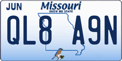 MO license plate QL8A9N