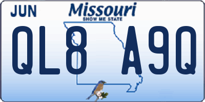MO license plate QL8A9Q