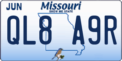 MO license plate QL8A9R