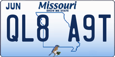 MO license plate QL8A9T