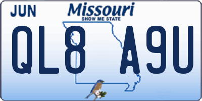 MO license plate QL8A9U