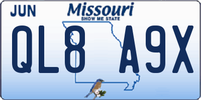MO license plate QL8A9X