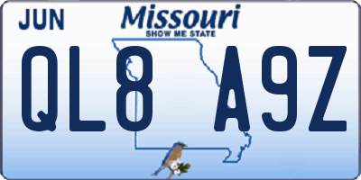 MO license plate QL8A9Z