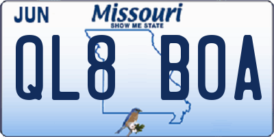 MO license plate QL8B0A