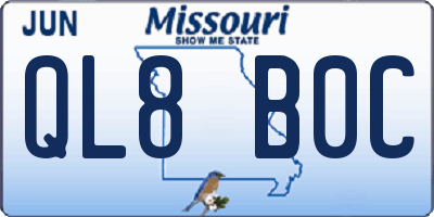 MO license plate QL8B0C