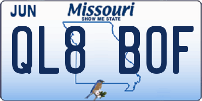 MO license plate QL8B0F