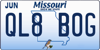 MO license plate QL8B0G
