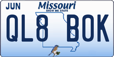 MO license plate QL8B0K