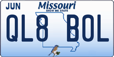 MO license plate QL8B0L