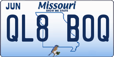MO license plate QL8B0Q