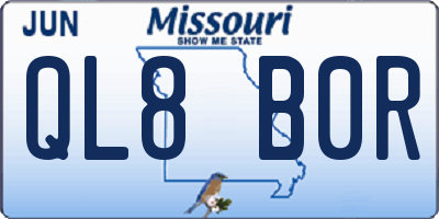 MO license plate QL8B0R