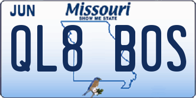 MO license plate QL8B0S