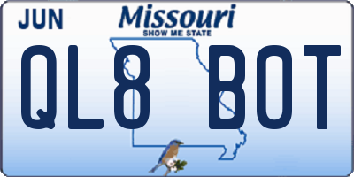 MO license plate QL8B0T