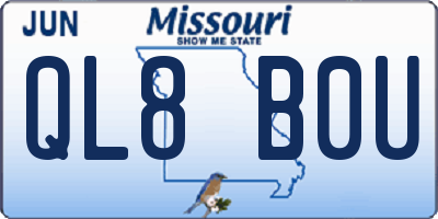 MO license plate QL8B0U