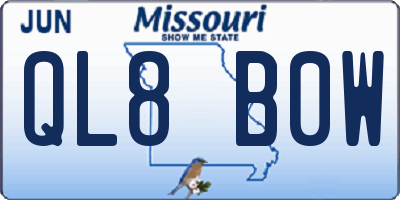 MO license plate QL8B0W