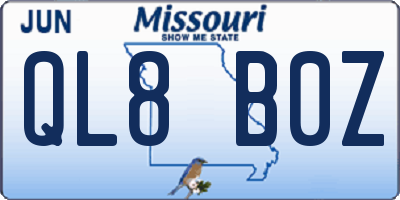 MO license plate QL8B0Z