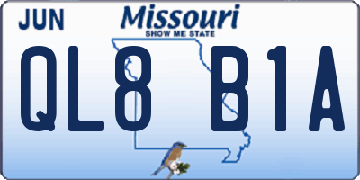 MO license plate QL8B1A