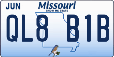 MO license plate QL8B1B