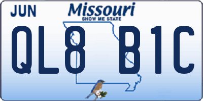 MO license plate QL8B1C
