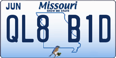 MO license plate QL8B1D