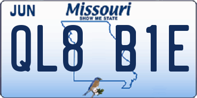 MO license plate QL8B1E
