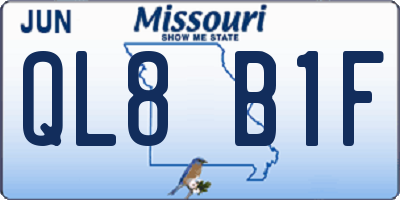 MO license plate QL8B1F