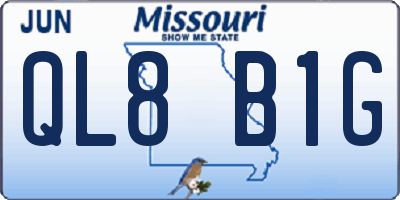 MO license plate QL8B1G