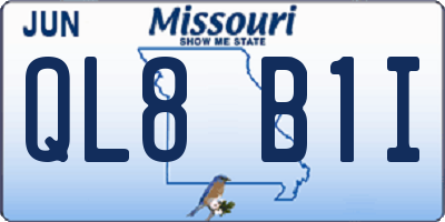 MO license plate QL8B1I