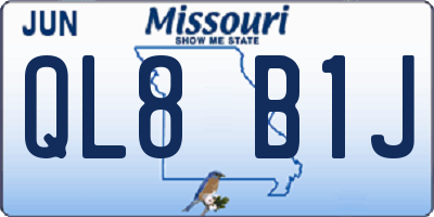 MO license plate QL8B1J