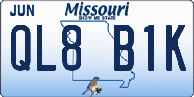 MO license plate QL8B1K