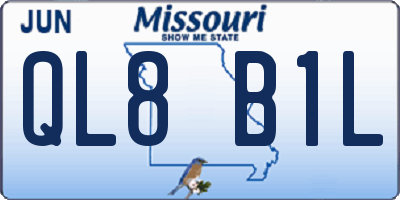 MO license plate QL8B1L