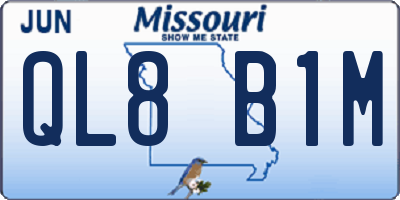MO license plate QL8B1M