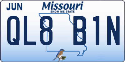 MO license plate QL8B1N