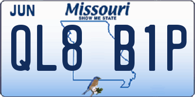 MO license plate QL8B1P