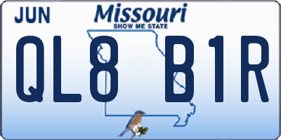 MO license plate QL8B1R