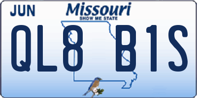 MO license plate QL8B1S