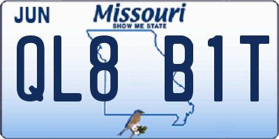 MO license plate QL8B1T