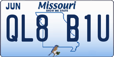 MO license plate QL8B1U