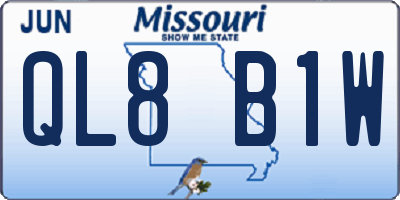 MO license plate QL8B1W