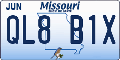 MO license plate QL8B1X