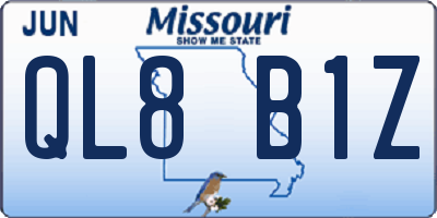 MO license plate QL8B1Z