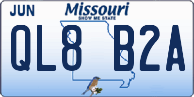 MO license plate QL8B2A