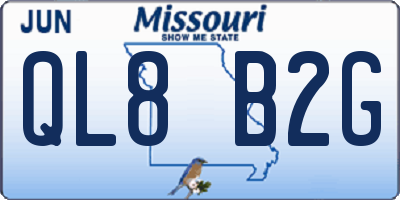MO license plate QL8B2G