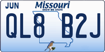 MO license plate QL8B2J