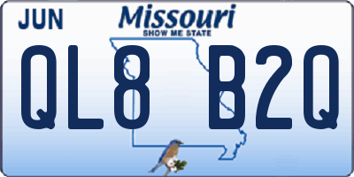 MO license plate QL8B2Q