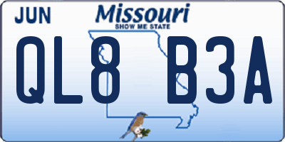 MO license plate QL8B3A